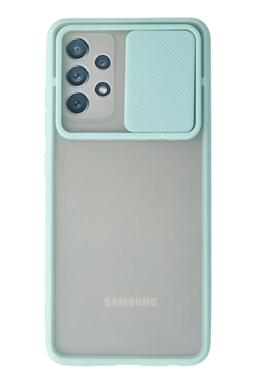 Newface Samsung Galaxy A52 Kılıf Palm Buzlu Kamera Sürgülü Silikon - Turkuaz