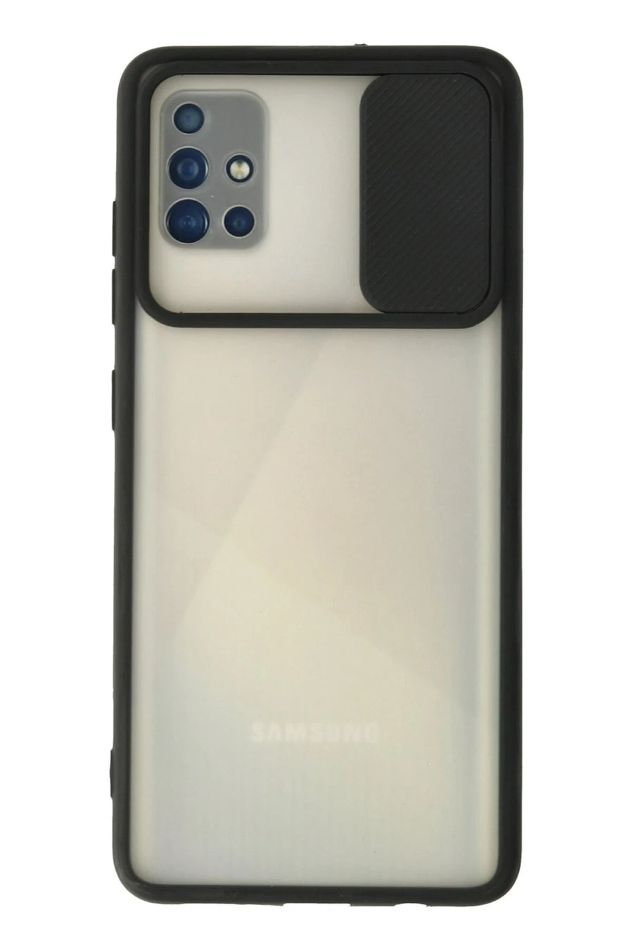 Newface Samsung Galaxy A71 Kılıf Palm Buzlu Kamera Sürgülü Silikon - Siyah