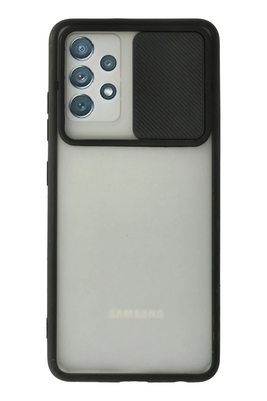 Newface Samsung Galaxy A72 Kılıf Palm Buzlu Kamera Sürgülü Silikon - Siyah