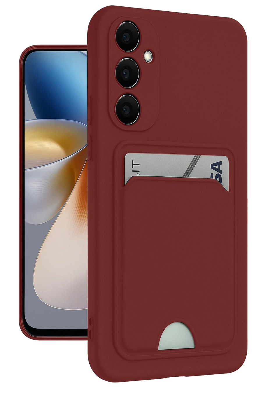 Newface Samsung Galaxy M15 Kelvin Kartvizitli Silikon - Bordo