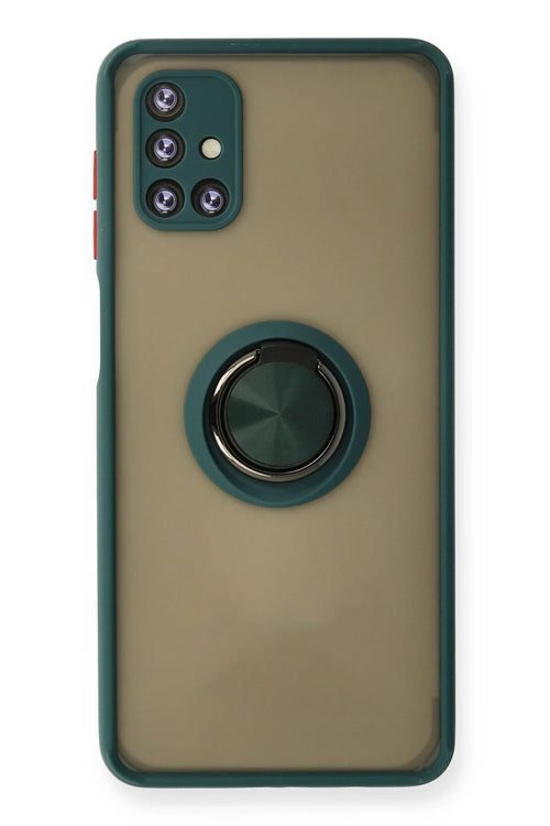 Newface Samsung Galaxy M31S Kılıf Montreal Yüzüklü Silikon Kapak - Yeşil