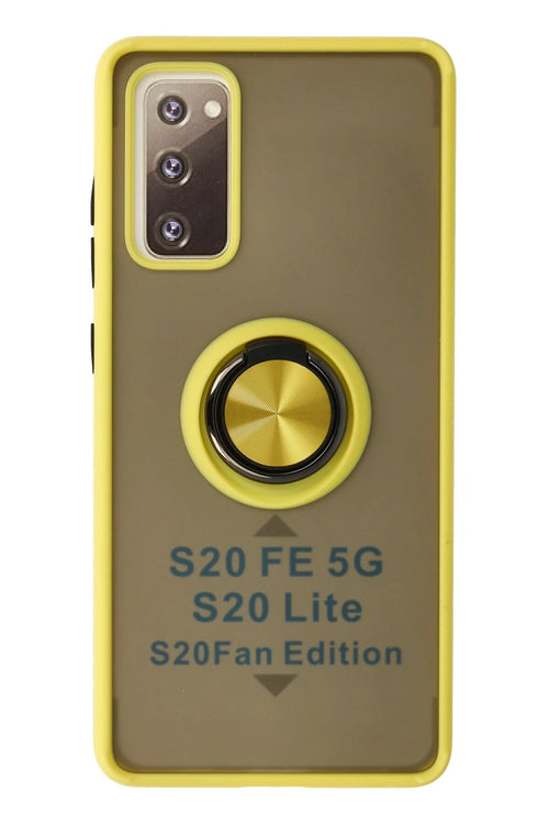 Newface Samsung Galaxy S20 FE Kılıf Montreal Yüzüklü Silikon Kapak - Sarı
