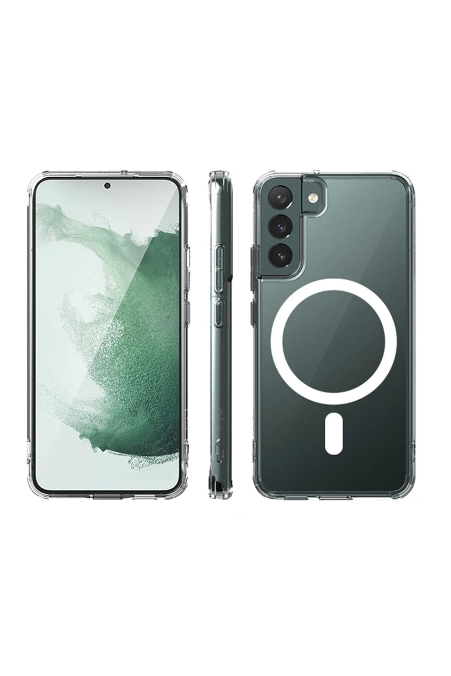Newface Samsung Galaxy S22 Kılıf Magneticsafe Şeffaf Silikon - Şeffaf