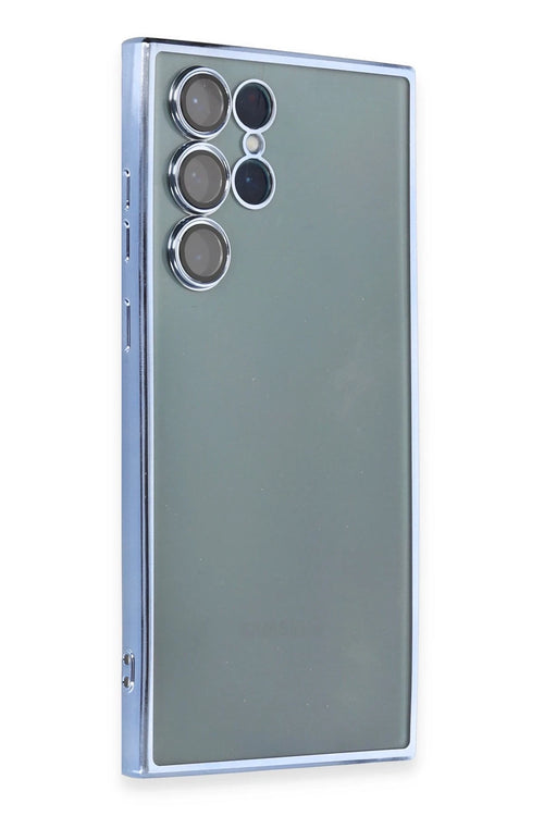 Newface Samsung Galaxy S22 Ultra Kılıf Razer Lensli Silikon - Açık Mavi