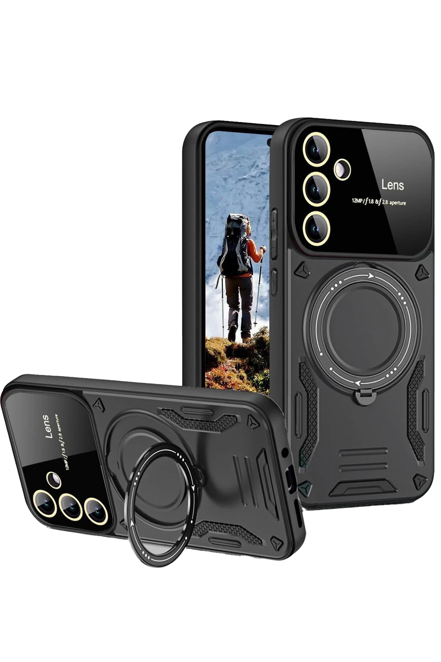 Newface Samsung Galaxy S24 FE Kılıf Joy Lens Standlı Kapak - Siyah