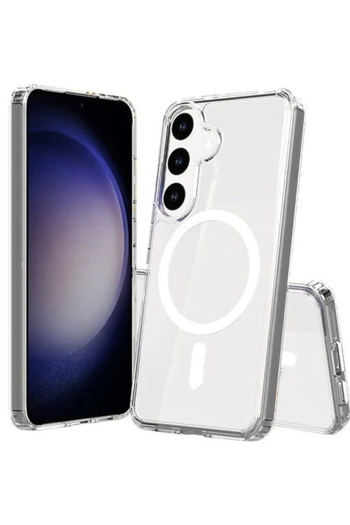 Newface Samsung Galaxy S24 Kılıf Magneticsafe Şeffaf Silikon - Şeffaf