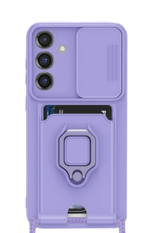 Newface Samsung Galaxy S25 Plus Kılıf Zuma Kartvizitli Yüzüklü Silikon - Lila
