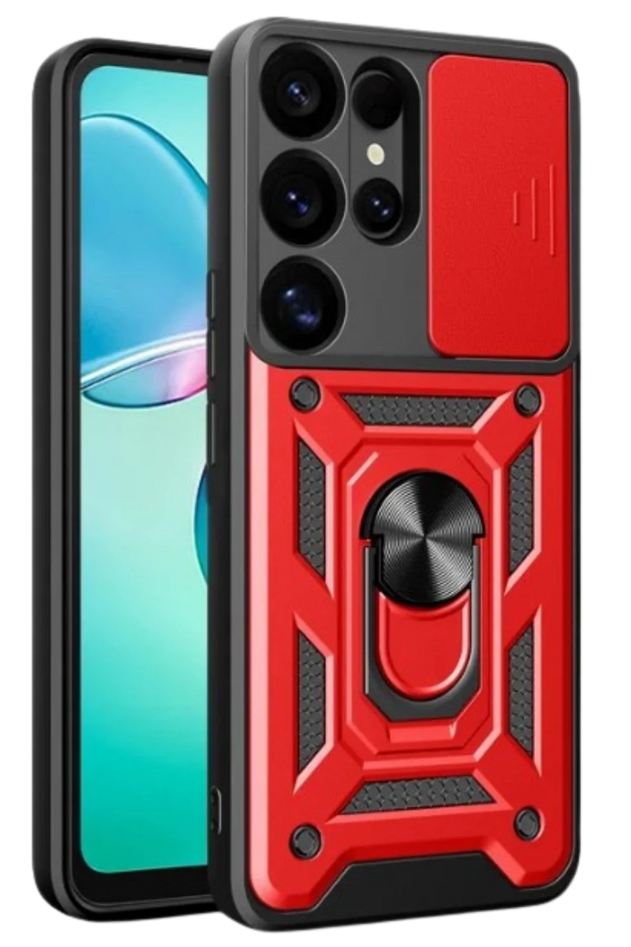 Newface Samsung Galaxy S26 Ultra Pars Lens Yüzüklü Silikon - Kırmızı