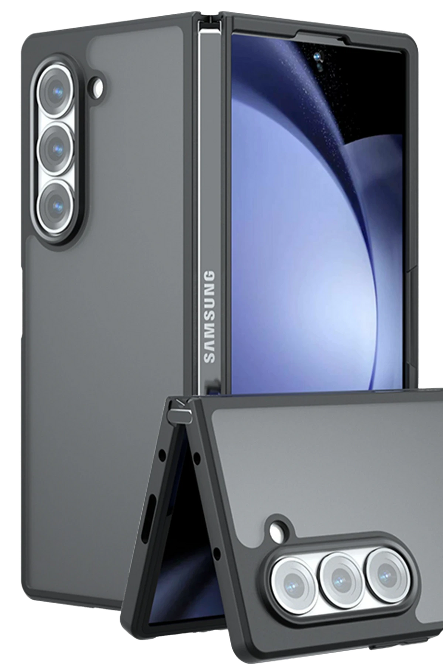 Newface Samsung Galaxy Z Fold 5 Kılıf Blur Fold Kapak - Mat Siyah