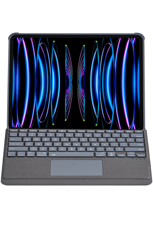 Newface Apple T5509D iPad Pro 12.9 (2022) Kılıf Palermo Ledli Klavyeli Standlı Tablet Kılıfı - Siyah