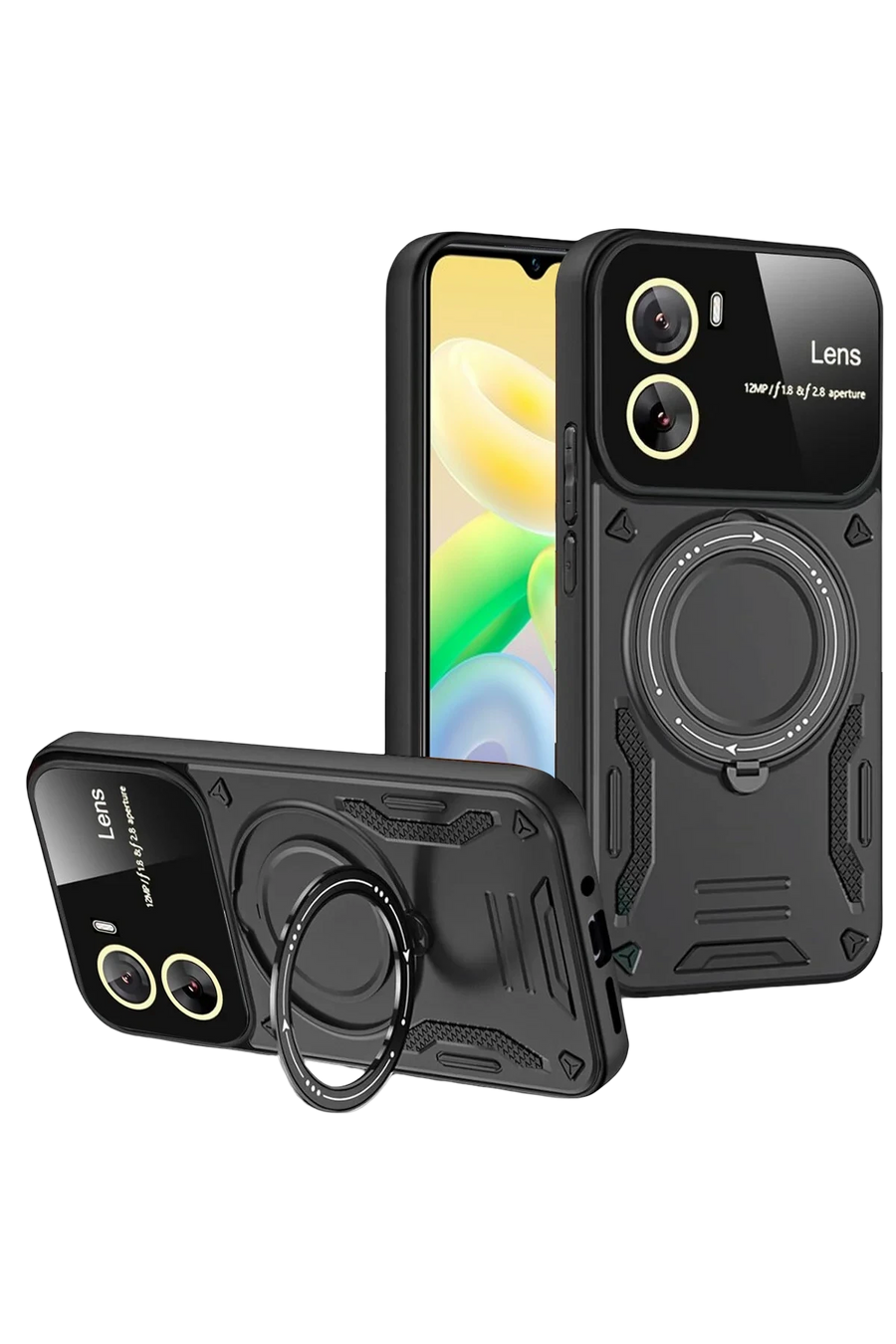 Newface Vivo Y16 Kılıf Joy Lens Standlı Kapak - Siyah