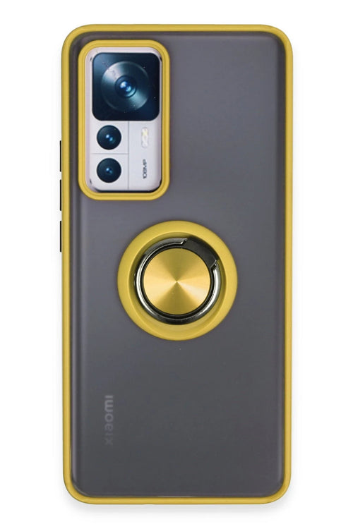Newface Xiaomi Mi 12T Pro Kılıf Montreal Yüzüklü Silikon Kapak - Sarı
