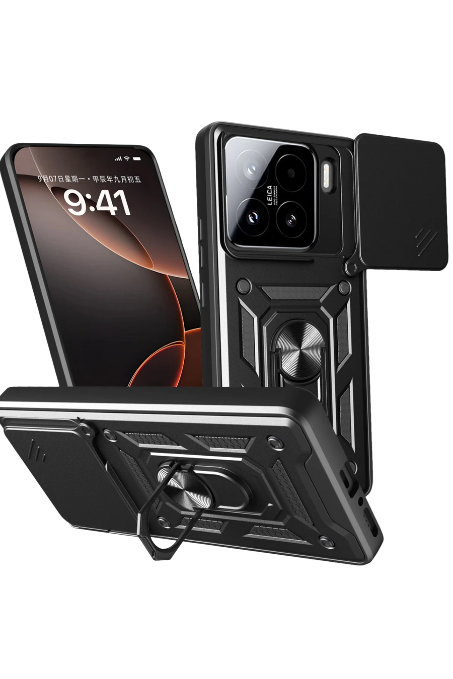 Newface Xiaomi Mi 15 Kılıf Pars Lens Yüzüklü Silikon - Siyah
