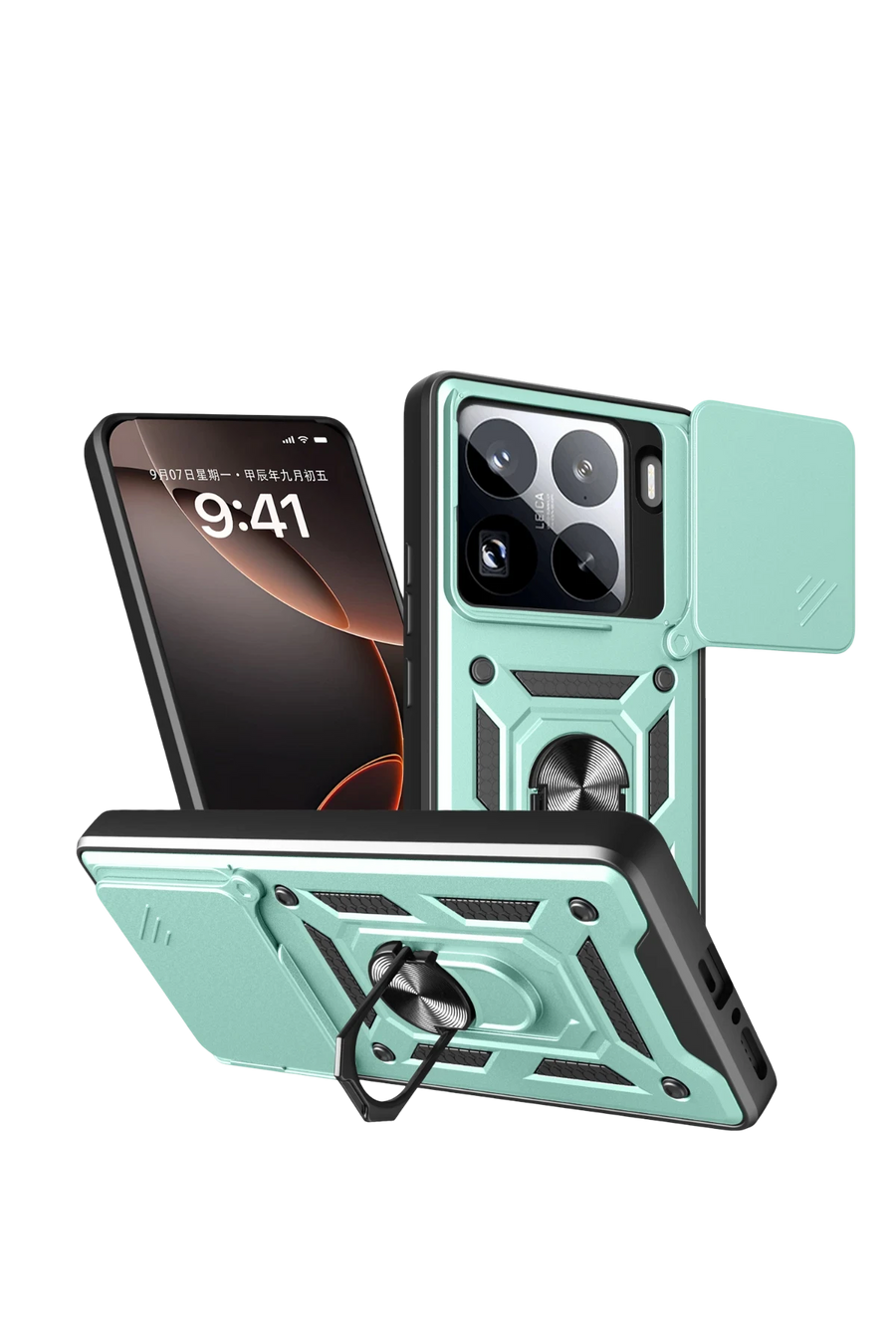 Newface Xiaomi Mi 15 Pro Kılıf Pars Lens Yüzüklü Silikon - Yeşil