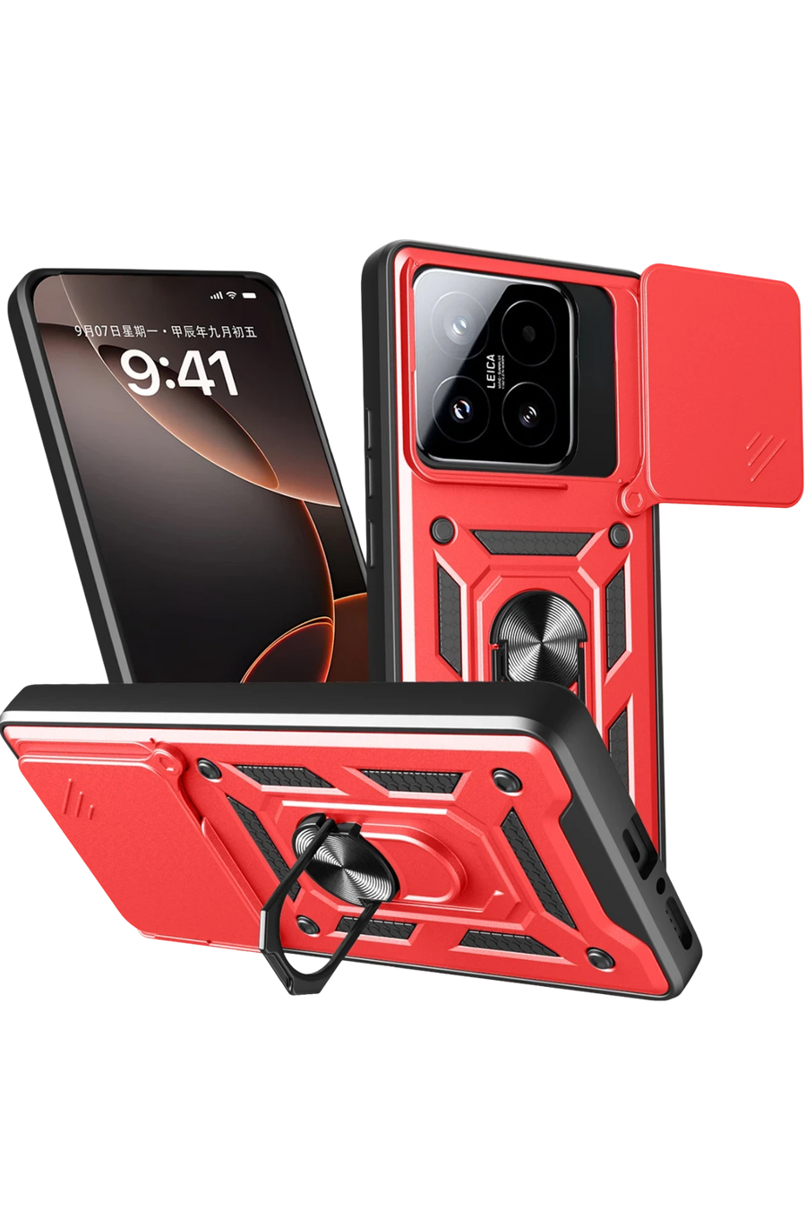 Newface Xiaomi Mi 15T Pars Lens Yüzüklü Silikon - Kırmızı