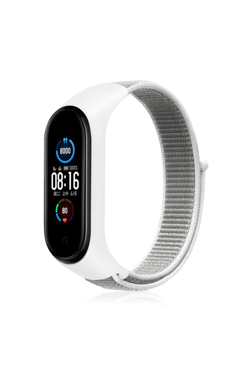 Newface Xiaomi Mi Band 4 Hasırlı Cırtcırtlı Kordon - Beyaz