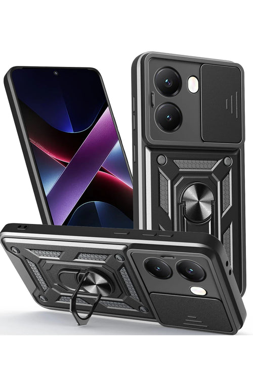 Newface Xiaomi Poco X7 Pro Kılıf Pars Lens Yüzüklü Silikon - Siyah