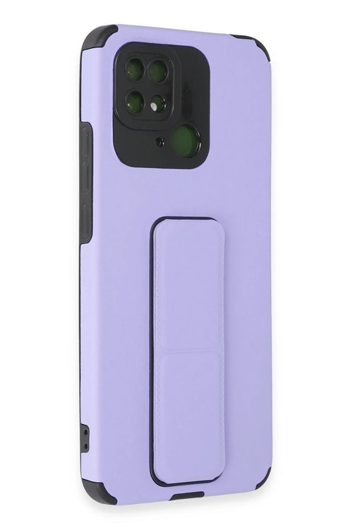 Newface Xiaomi Redmi 10C Kılıf Mega Standlı Silikon - Lila