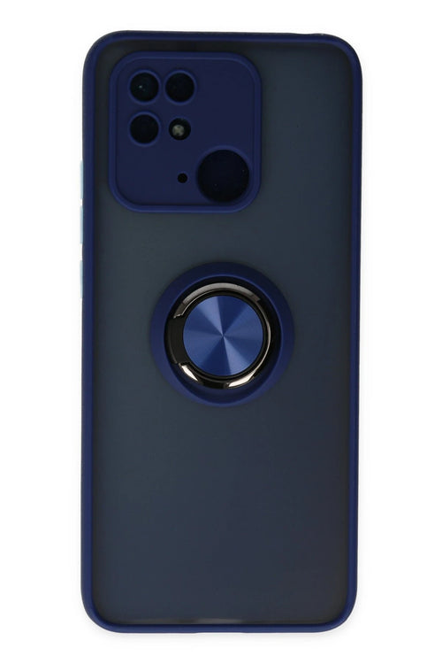 Newface Xiaomi Redmi 10C Kılıf Montreal Yüzüklü Silikon Kapak - Lacivert