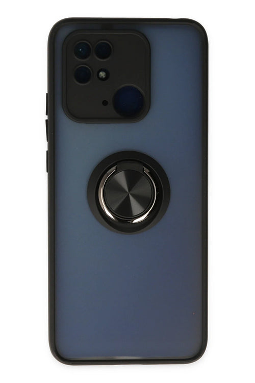 Newface Xiaomi Redmi 10C Kılıf Montreal Yüzüklü Silikon Kapak - Siyah