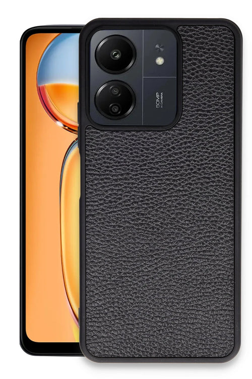 Newface Xiaomi Redmi 13C Kılıf Aras Deri Kapak - Siyah