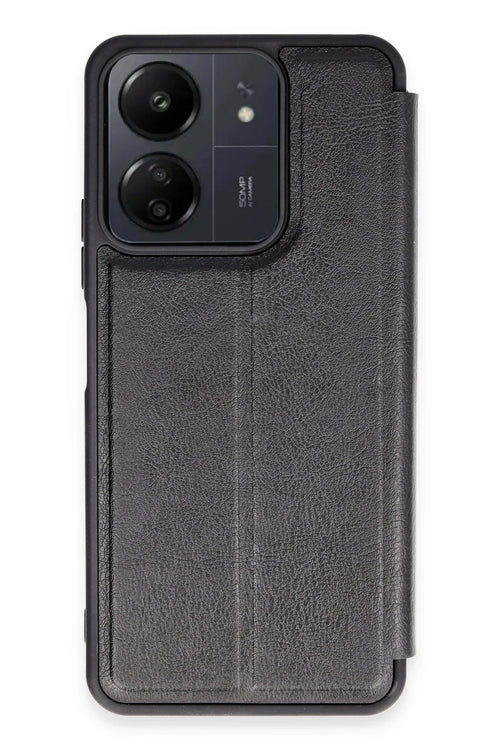 Newface Xiaomi Redmi 13C Kılıf Flip Cover - Siyah