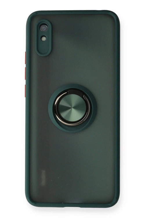 Newface Xiaomi Redmi 9A Kılıf Montreal Yüzüklü Silikon Kapak - Yeşil