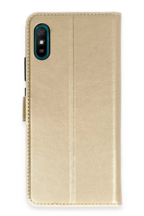 Newface Xiaomi Redmi 9A Kılıf Trend S Plus Kapaklı Kılıf - Gold