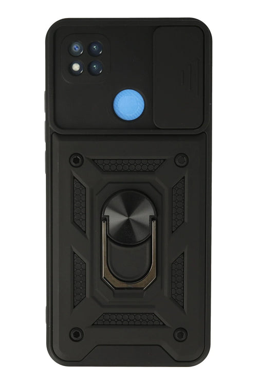 Newface Xiaomi Redmi 9C Kılıf Pars Lens Yüzüklü Silikon - Siyah