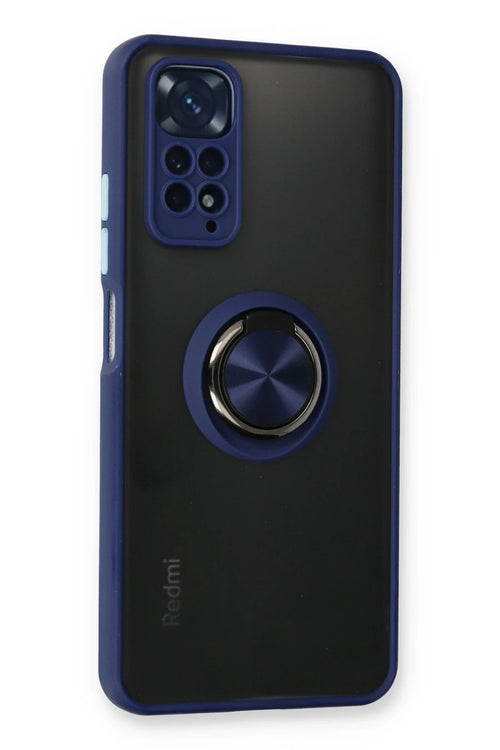 Newface Xiaomi Redmi Note 11 Kılıf Montreal Yüzüklü Silikon Kapak - Lacivert
