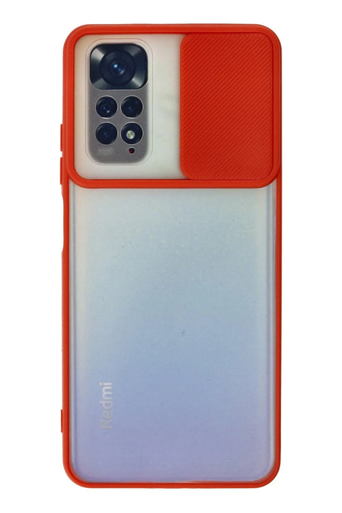 Newface Xiaomi Redmi Note 11 Kılıf Palm Buzlu Kamera Sürgülü Silikon - Kırmızı