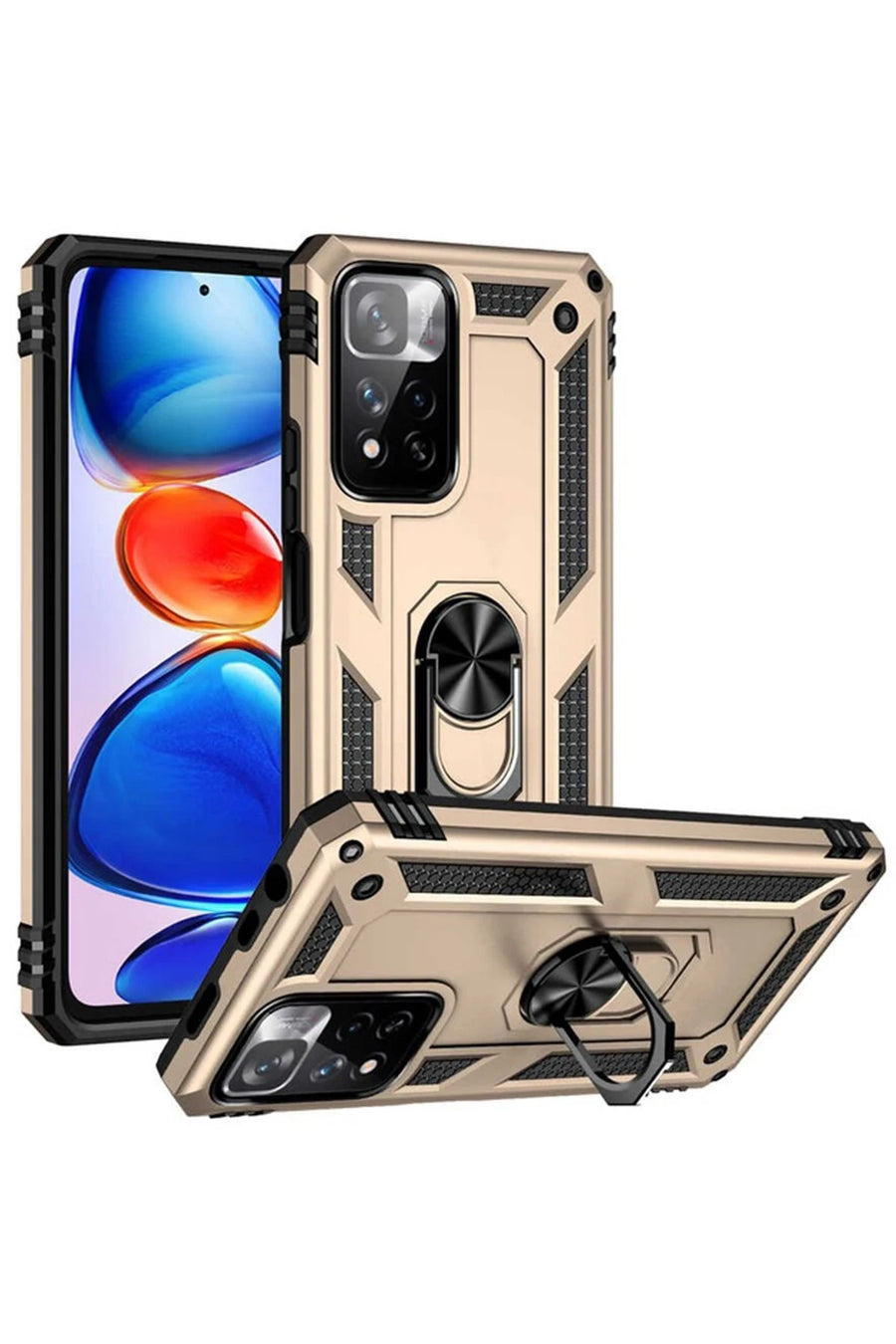 Newface Xiaomi Redmi Note 11 Pro Plus 5G Kılıf Sofya Yüzüklü Silikon Kapak - Gold