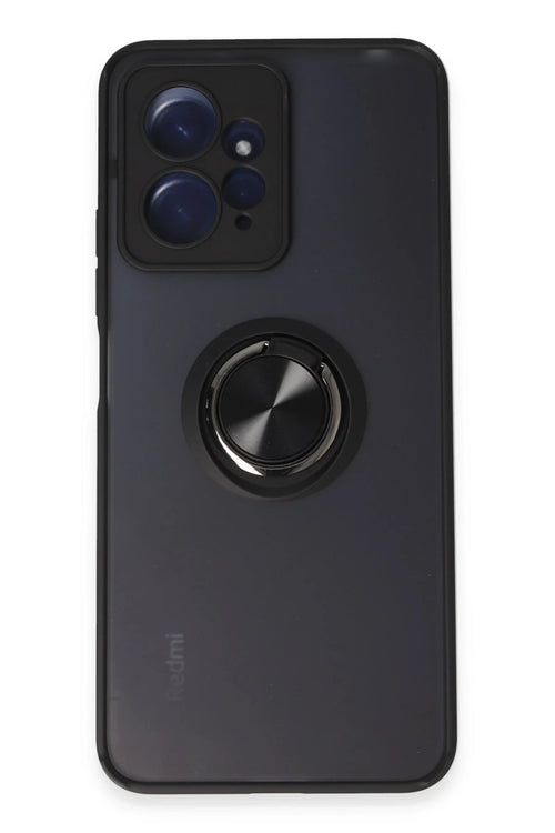 Newface Xiaomi Redmi Note 12 4G Kılıf Montreal Yüzüklü Silikon Kapak - Siyah