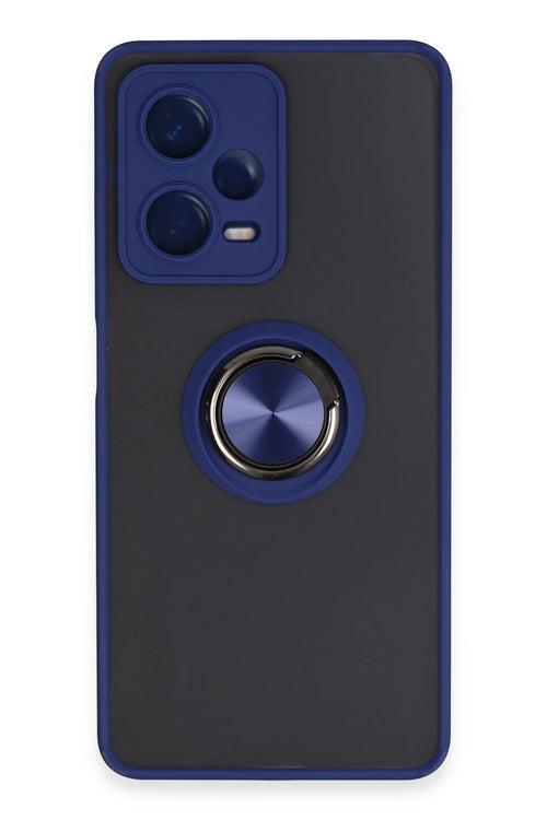 Newface Xiaomi Redmi Note 12 5G Kılıf Montreal Yüzüklü Silikon Kapak - Lacivert