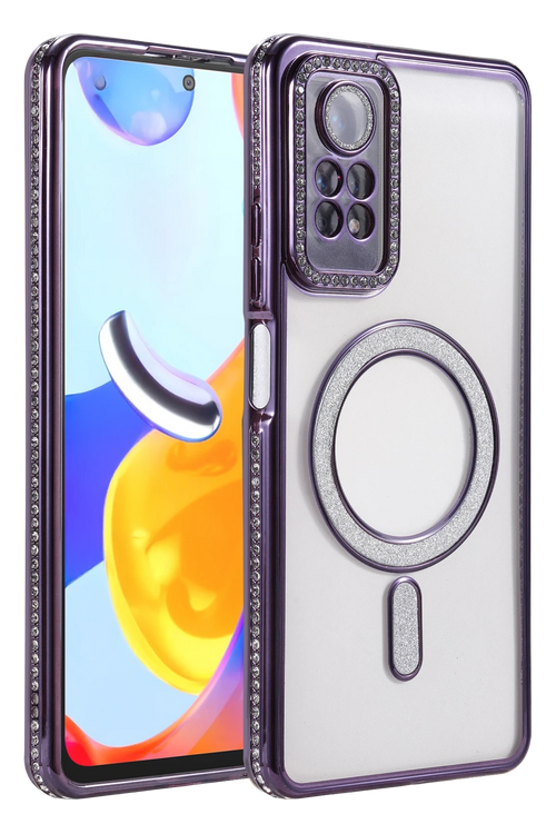 Newface Xiaomi Redmi Note 12 Pro 4G Joke Simli Magneticsafe Kılıf - Derin Mor