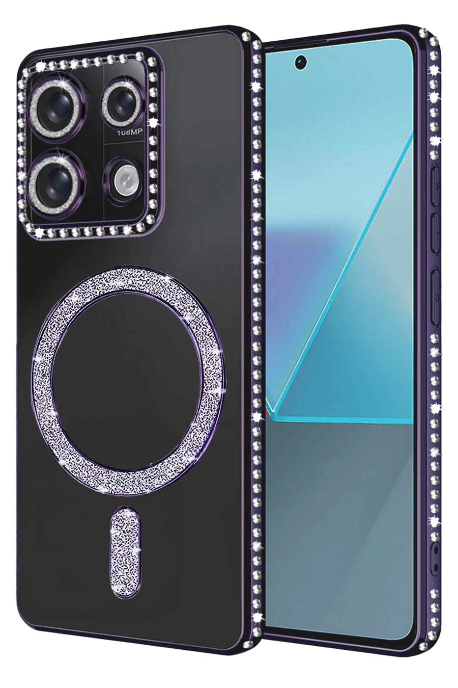 Newface Xiaomi Redmi Note 13 Pro 4G Joke Simli Magneticsafe Kılıf - Derin Mor