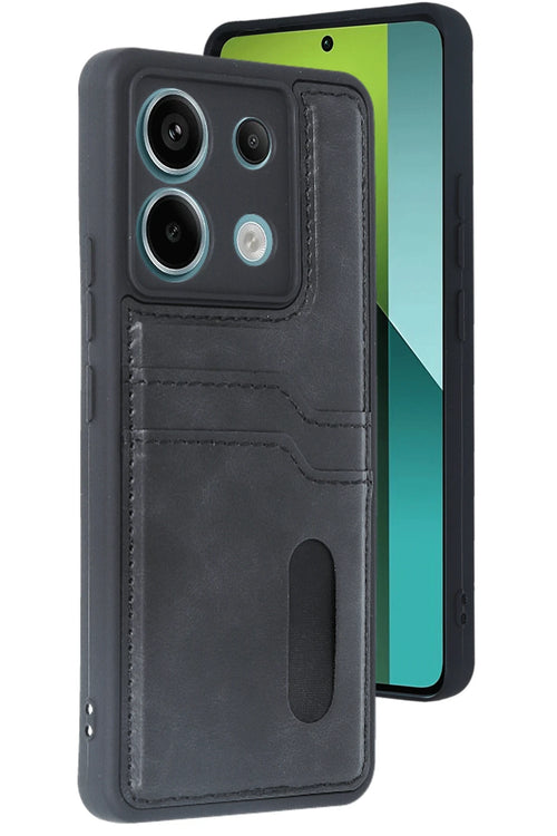 Newface Xiaomi Redmi Note 13 Pro 4G Kılıf Sara Kartvizitli Deri Kılıf - Siyah