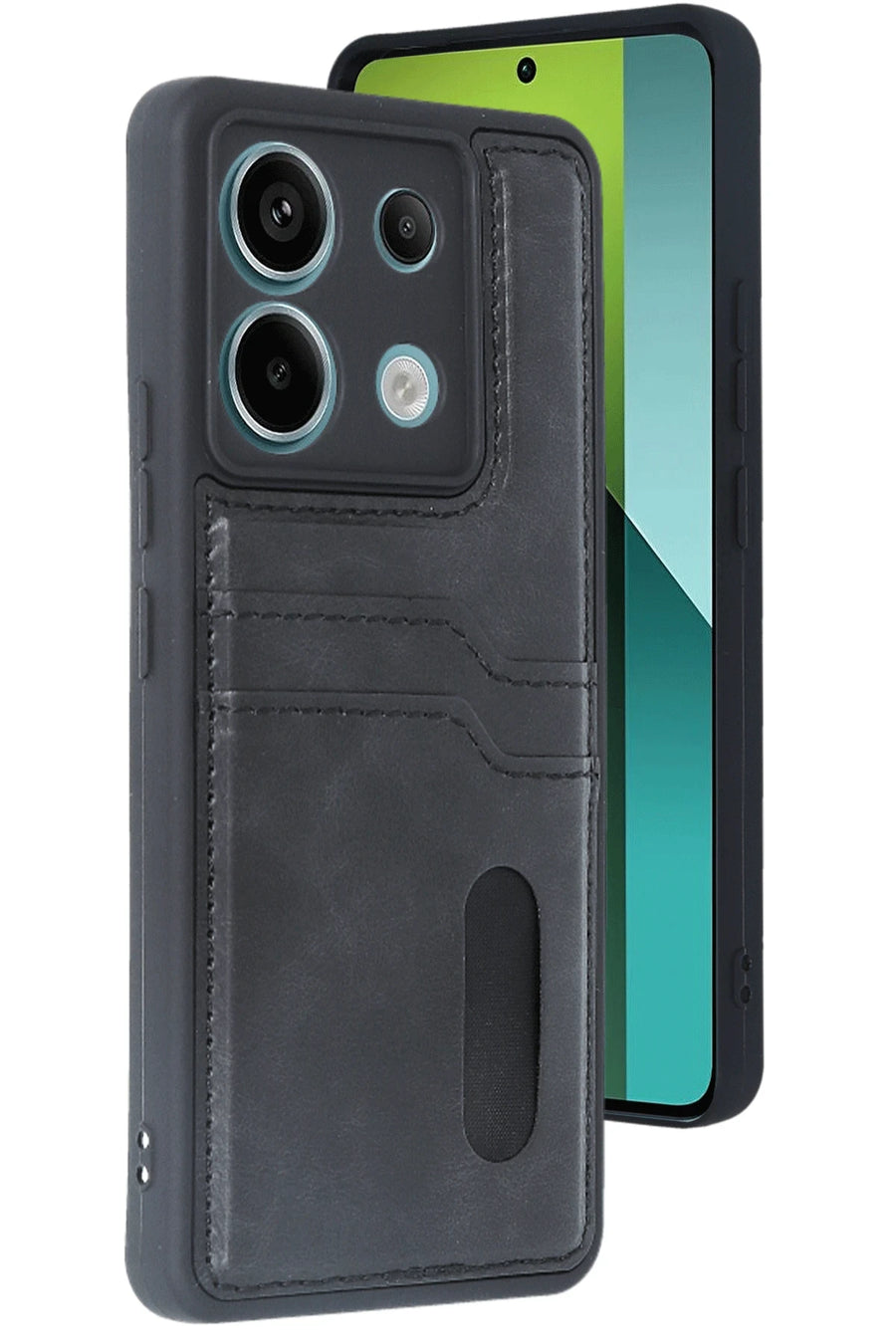 Newface Xiaomi Redmi Note 13 Pro 5G Kılıf Sara Kartvizitli Deri Kılıf - Siyah