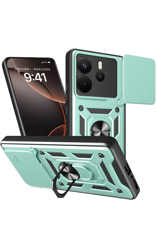Newface Xiaomi Redmi Note 14 4G Pars Lens Yüzüklü Silikon - Yeşil