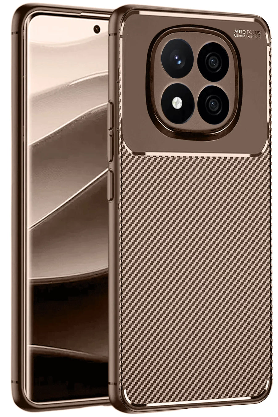 Newface Xiaomi Redmi Note 14 Pro 5G Kılıf Auto Focus Karbon Kapak - Kahverengi
