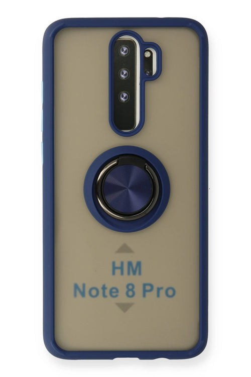 Newface Xiaomi Redmi Note 8 Pro Kılıf Montreal Yüzüklü Silikon Kapak - Lacivert