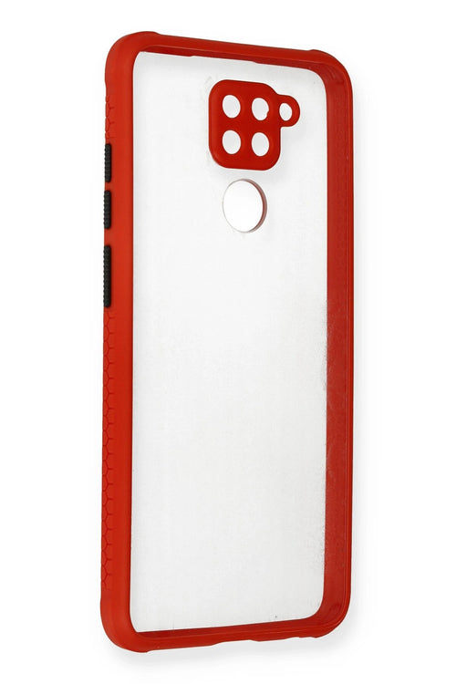 Newface Xiaomi Redmi Note 9 Kılıf Miami Şeffaf Silikon - Kırmızı
