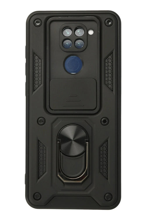 Newface Xiaomi Redmi Note 9 Kılıf Pars Lens Yüzüklü Silikon - Siyah