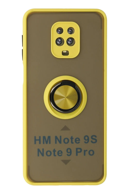 Newface Xiaomi Redmi Note 9 Pro Kılıf Montreal Yüzüklü Silikon Kapak - Sarı