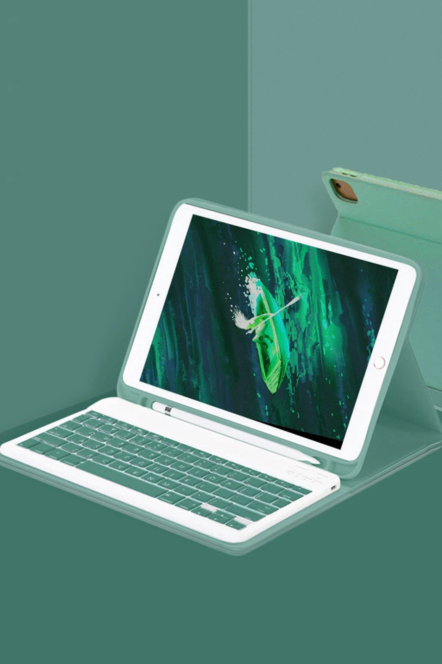 Newface Xiaomi Redmi Pad SE Kılıf KC01 Smart Klavyeli Tablet Kılıfı - Koyu Yeşil
