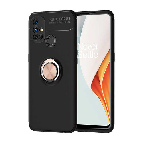 One Plus Nord N10 5G Kılıf Zore Ravel Silikon Kılıf - Siyah-Rose Gold