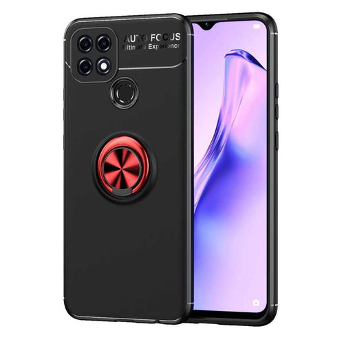 Oppo A15S Kılıf Zore Ravel Silikon Kılıf - Siyah-Kırmızı