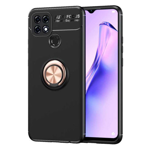 Oppo A15S Kılıf Zore Ravel Silikon Kılıf - Siyah-Rose Gold