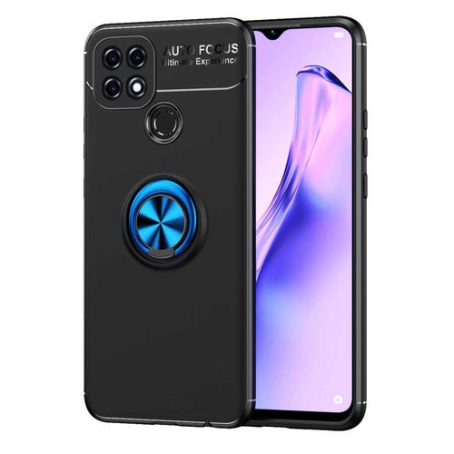 Oppo A15S Kılıf Zore Ravel Silikon Kılıf - Siyah-Mavi