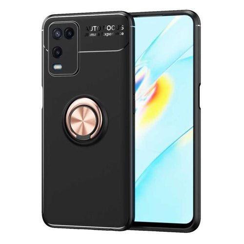 Oppo A54 4G Kılıf Zore Ravel Silikon Kılıf - Siyah-Rose Gold